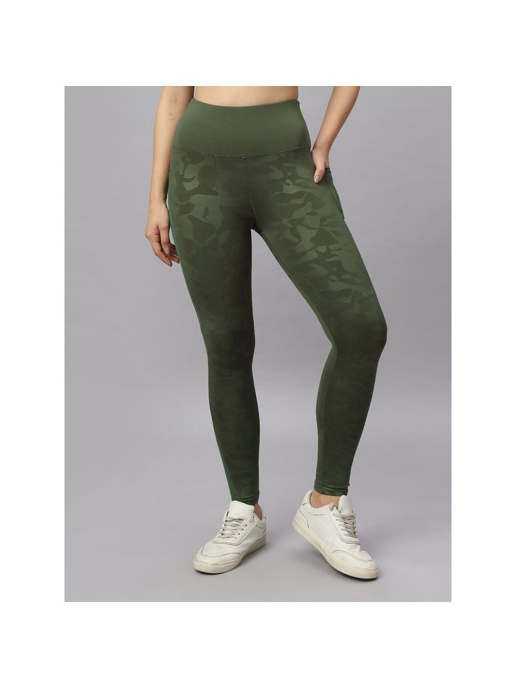 SOIE Womens High-Waist Ankle-Length Compression Quick Dry Embossed Sports Leggings Green-image-13