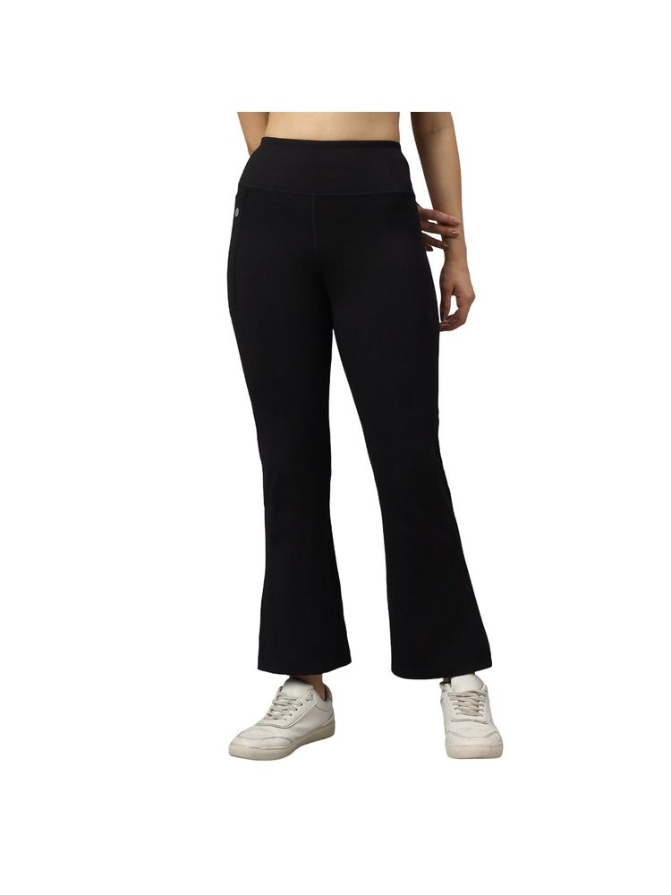 SOIE Womens High-Rise Fit & Flared Pants With 4-Way Stretch & Compression Waistband Black-image-12