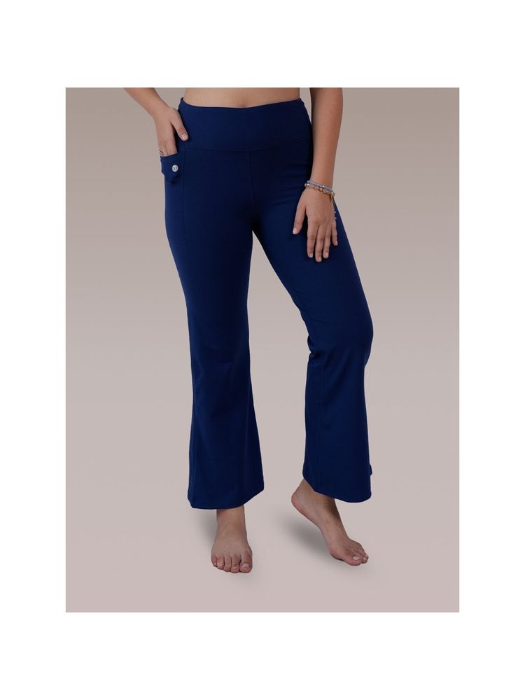 SOIE Womens Fit & Flared Pants With 4-Way Stretch & Compression Waistband Navy Blue-picture-26