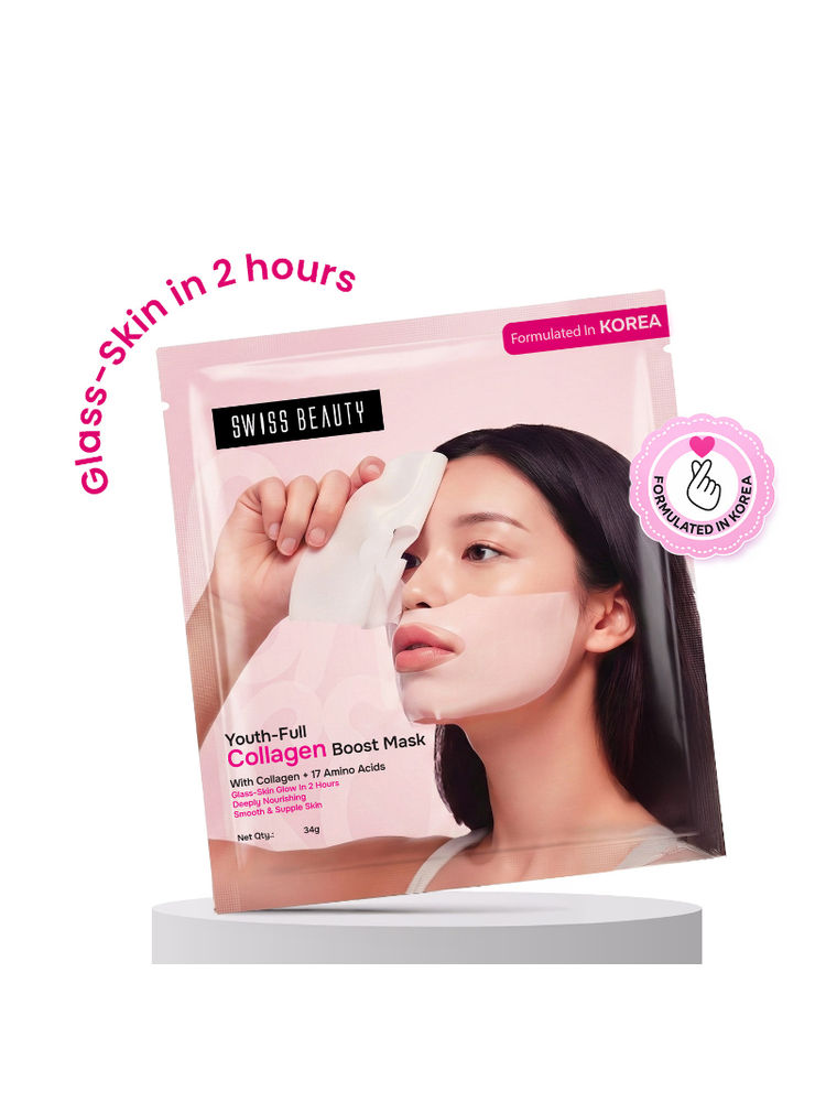 Swiss Beauty Care Youth-Full Collagen Boost Mask,Glass-Skin In 2 Hours With Collagen 17 Amino Acids-picture-17