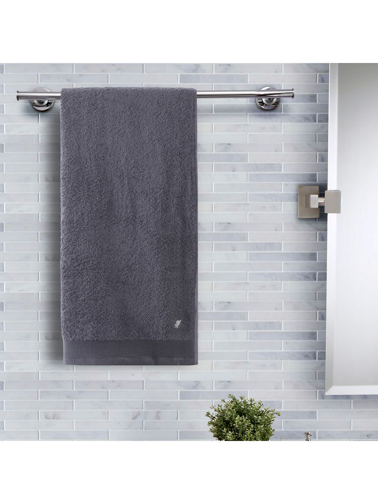 Maspar Colorart 550gsm Cotton Embedded Stripe Solid Pewter Medium Bath Towel-picture-21
