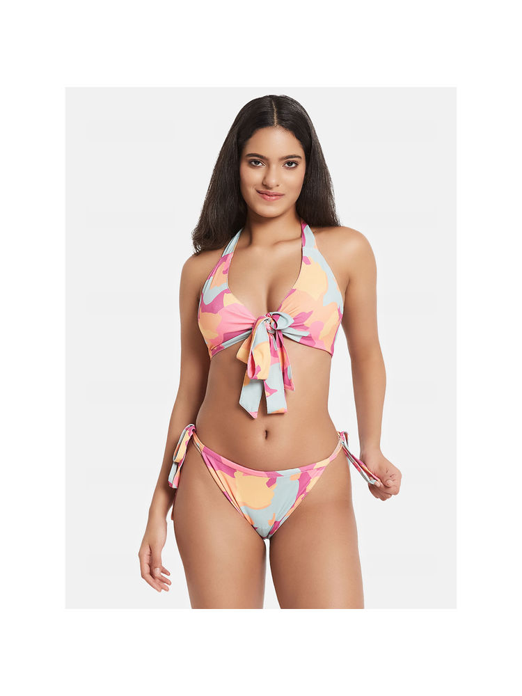 Secrets By ZeroKaata Women Printed Halter Bikini (Set of 2)