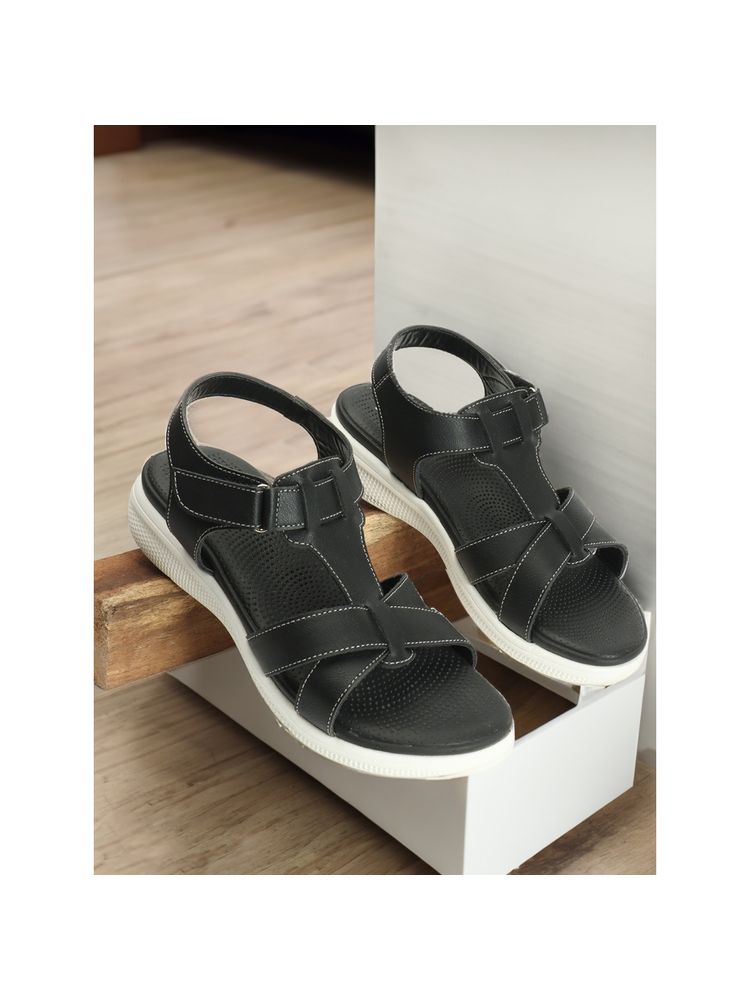 Carlton London Women Black Color Comfortable Backstrap Sandals-image-32