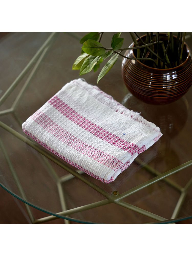Doctor Towels Pink Waffle Weave Cotton Bath Towel (M)-picture-11