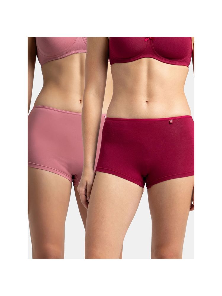 Jockey SS04 Women Cotton Elastane Boy Leg - Beet Red and Heather Rose (Pack of 2)-picture-13