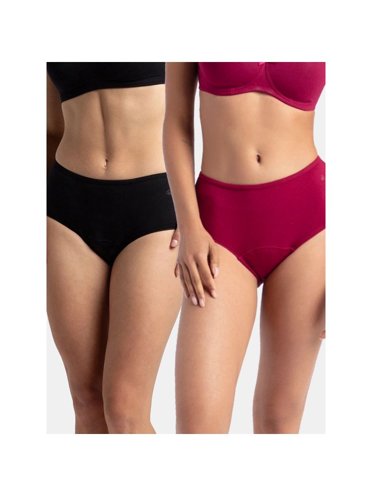 Jockey SW05 Women Cotton Elastane Period Panty - Black and Beet Red (Pack of 2)-picture-10