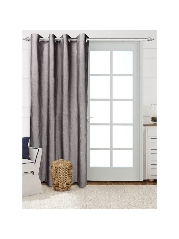 Saral Home Solid Cotton Room Darkning Door Curtains 1 Pcs, Grey 4x7 feet-image-23
