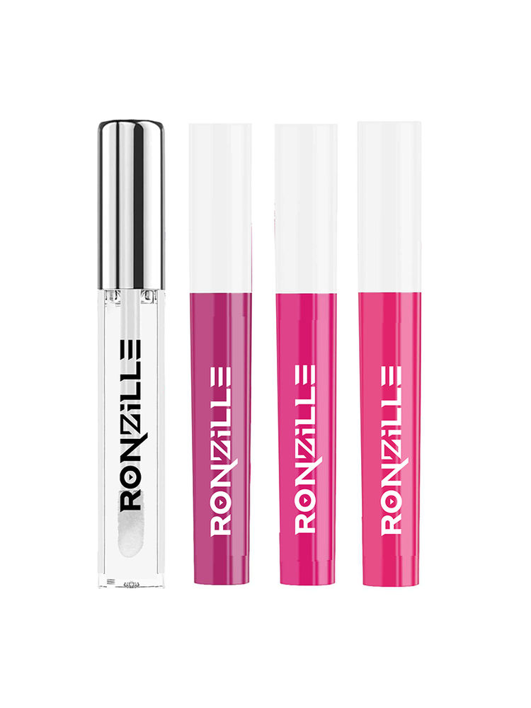 Ronzille Non Transfer Matte Liquid Lipstick Plus Lip Gloss - Mauves And Purples Pack Of 4-picture-39