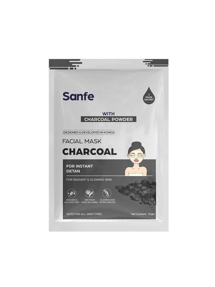 Sanfe Instant Detan Charcoal Facial Mask With 100% Fruit Extracts-picture-14