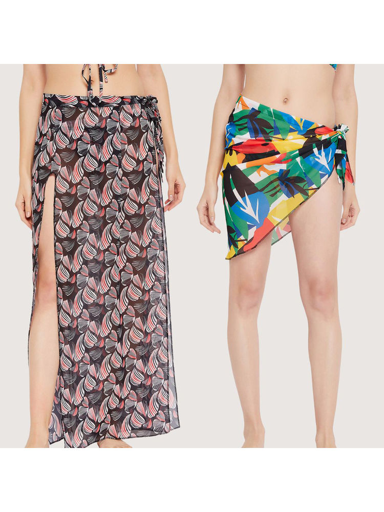 Secrets By ZeroKaata Women Printed Swimwear Wrap Around Sarongs - Multi-Color-image-6