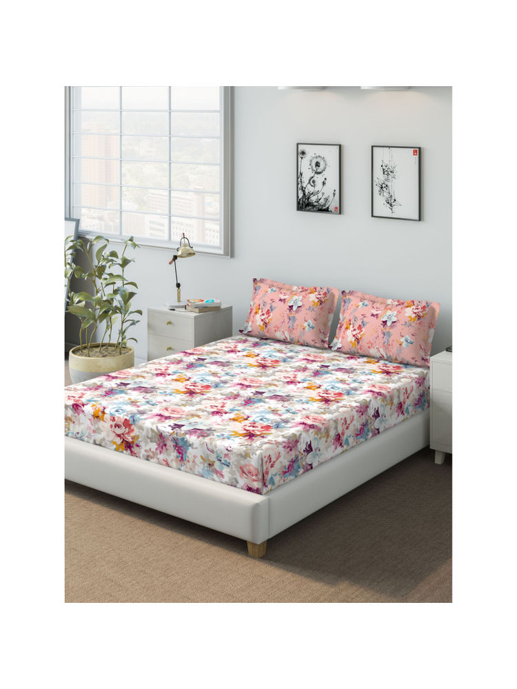 ddecor live beautiful DDecor Live Beautiful, Cotton, 1 Double Bedsheet With 2 Pillow Covers, 144 TC - Red-picture-25
