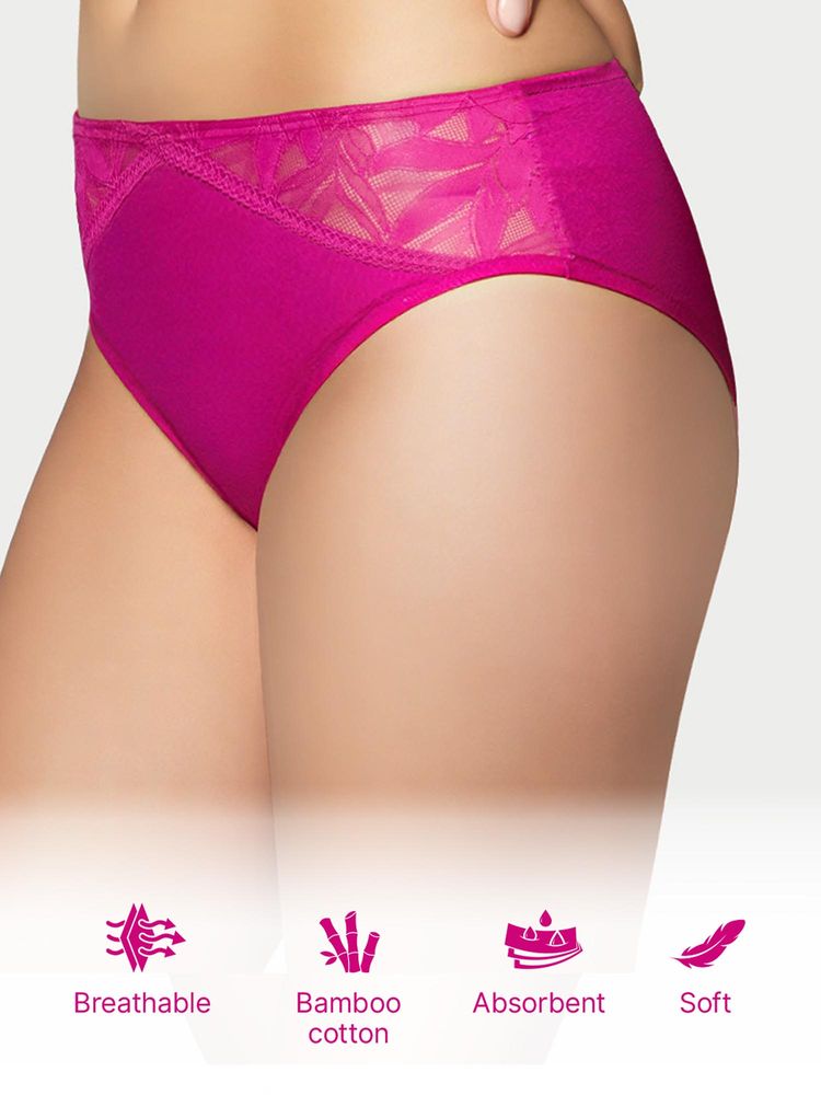 Enamor Bamboo Bliss Lace Trim Brief - Pink-picture-19