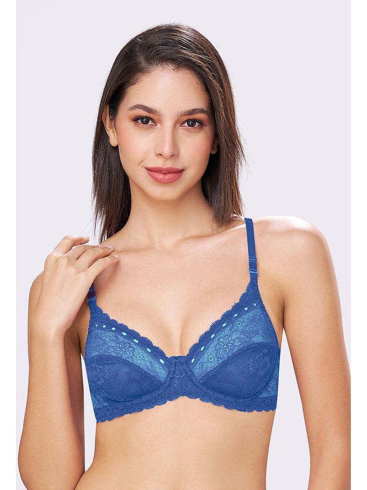 bodyline Double Layered Wired Medium Coverage Breathable Lace Bra-image-47