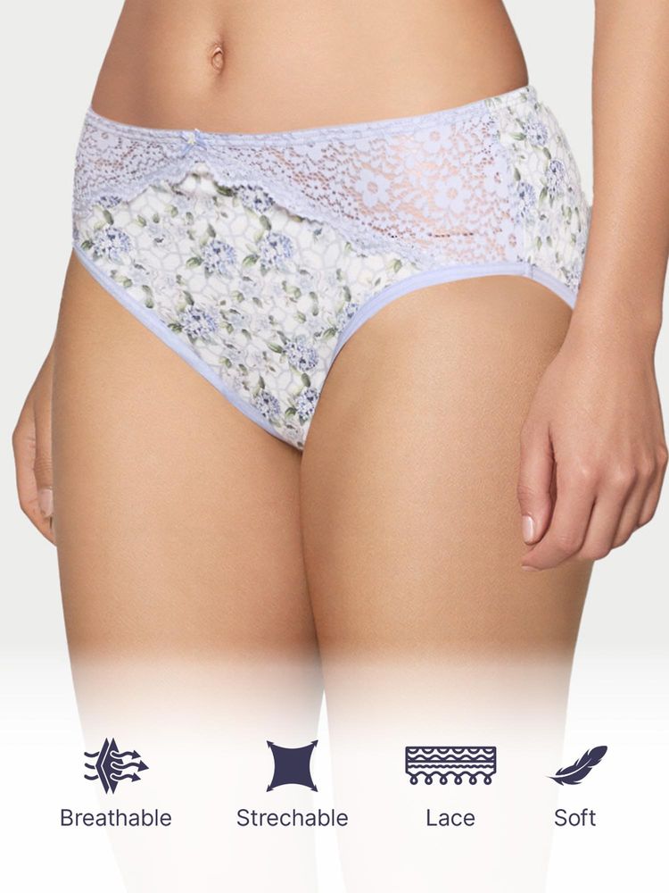 Enamor Printed Model Hipster Panty - Lavender-image-22
