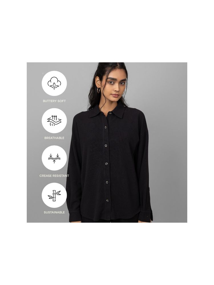 NeceSera Black Mini Waffle Multitask Shirt-image-48