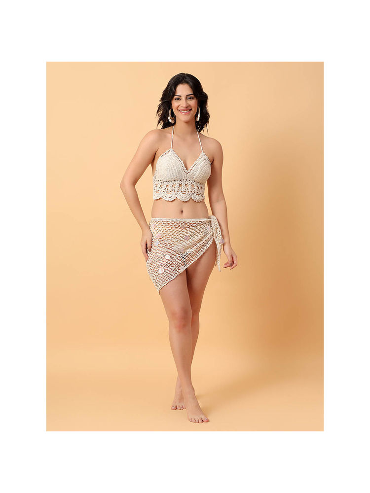 Velvery Women Off White Self Design Sarong-picture-20