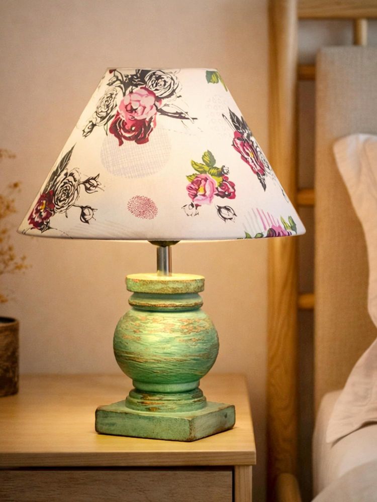 Homesake White Simple Retro Wood Grain Farmhouse Bedside Table Lamp-picture-25