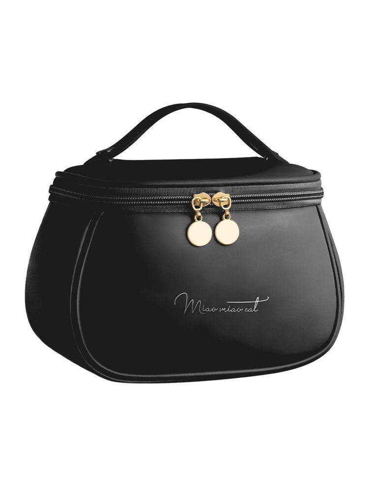 Kayanara Travel Makeup Organizer Bag With Handle, Multipurpose Cosmetic & Vanity Pouch - Black