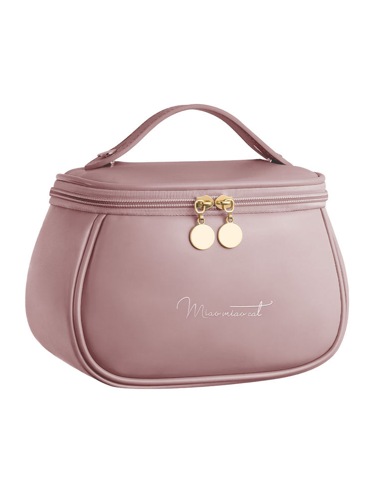 Kayanara Travel Makeup Organizer Bag With Handle, Multipurpose Cosmetic & Vanity Pouch - Pink