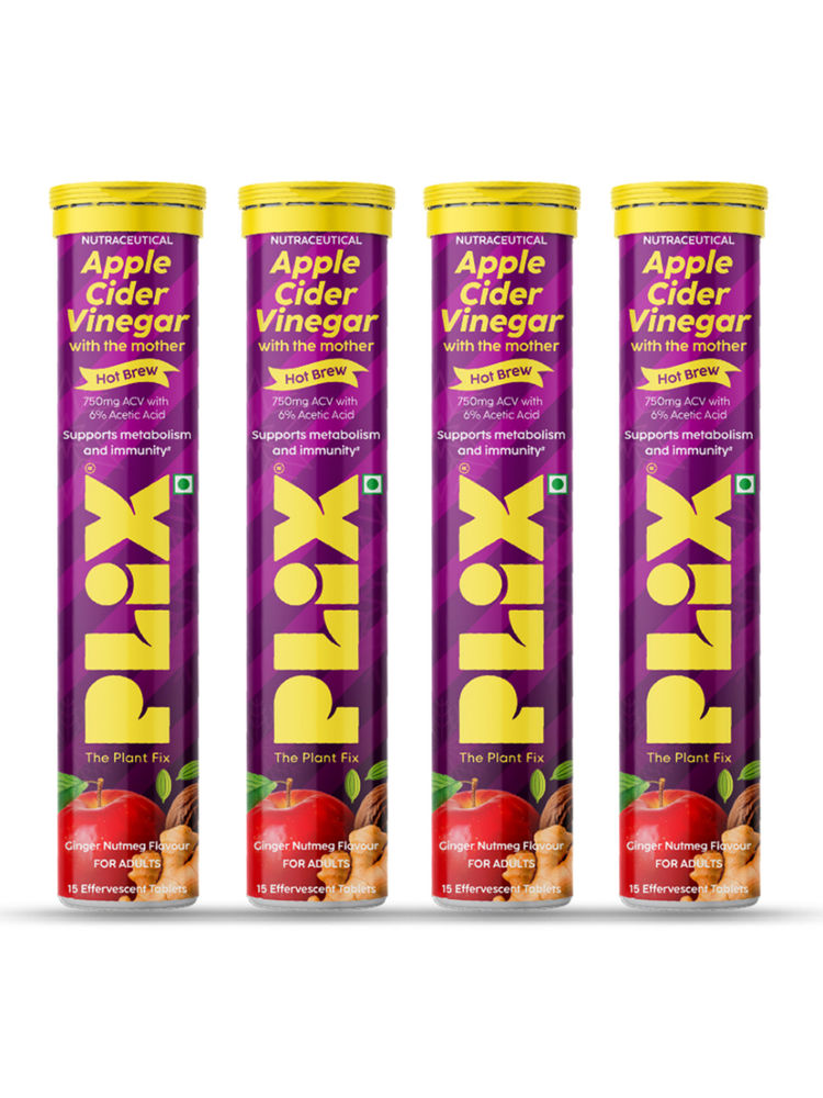 Plix The Plant Fix ACV Hot Brew Ginger Nutmeg Effervescent Tablets For Metabolism - Pack Of 4-picture-1