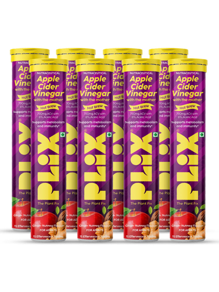 Plix The Plant Fix ACV Hot Brew Ginger Nutmeg Effervescent Tablets For Metabolism - Pack Of 8-picture-0