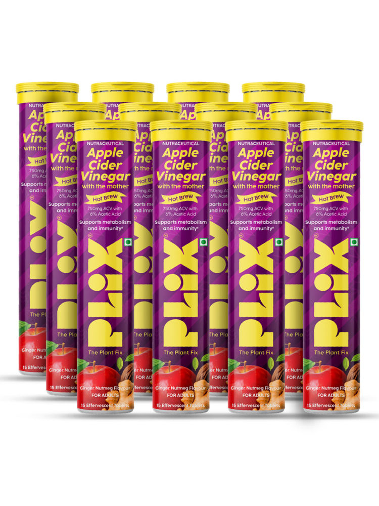 Plix The Plant Fix ACV Hot Brew Ginger Nutmeg Effervescent Tablets For Metabolism - Pack Of 12-picture-2