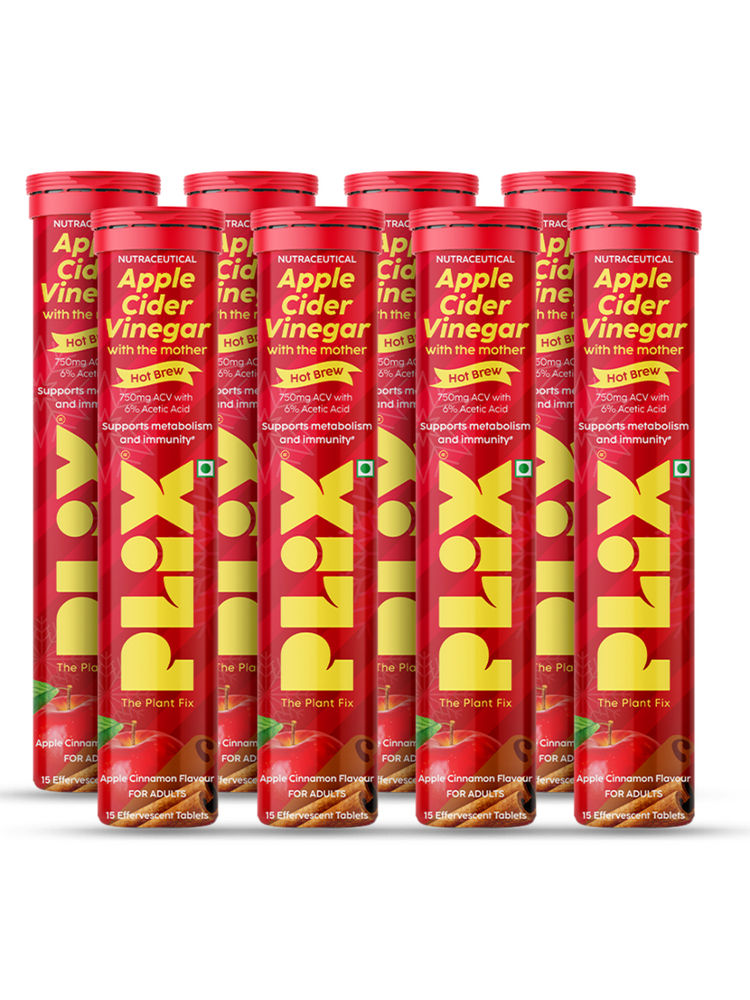 Plix The Plant Fix ACV Hot Brew Cinnamon Effervescent Tablets For Metabolism - Pack Of 8-picture-34