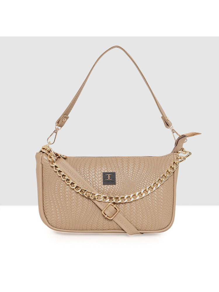 ESBEDA Beige Color Woven Textured Medium Sling Bag For Women-picture-13
