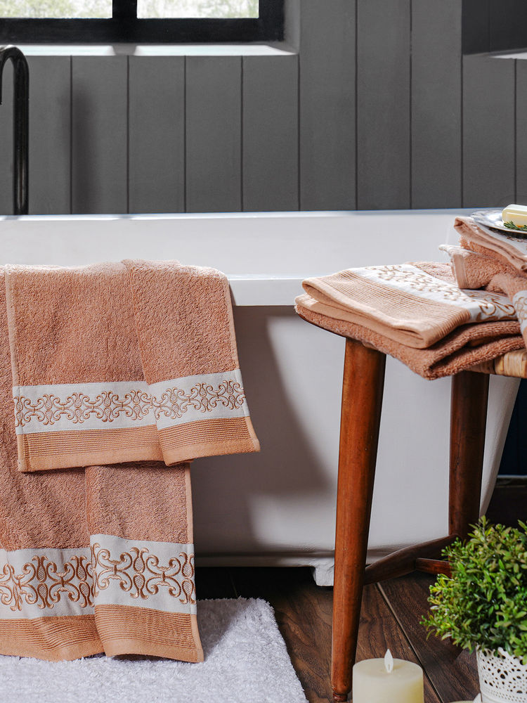 Maspar Beige Cotton Soft & Absorbent Anti-Odor Bath Hand & Face Towel Set (M)-image-15
