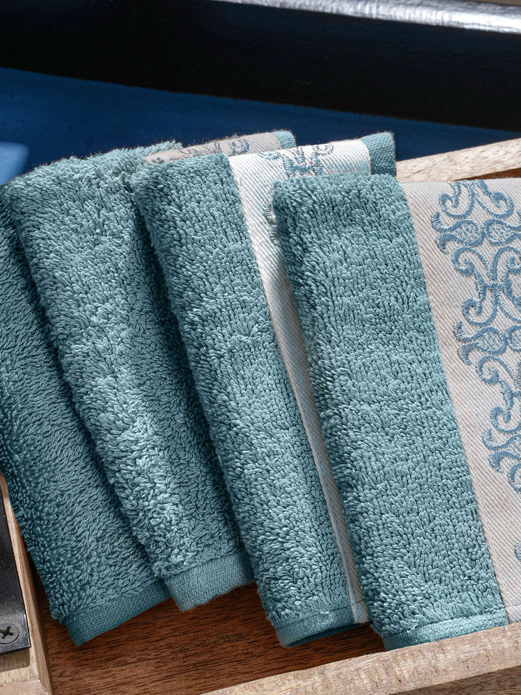 Maspar Blue Cotton Soft & Absorbent Anti-Odor Face Towels (Pack of 4) (M)-picture-26