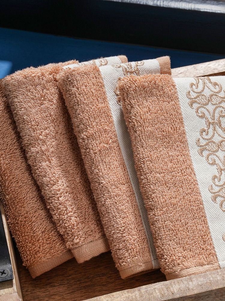 Maspar Beige Cotton Soft & Absorbent Anti-Odor Face Towels (Pack of 4) (M)-image-35