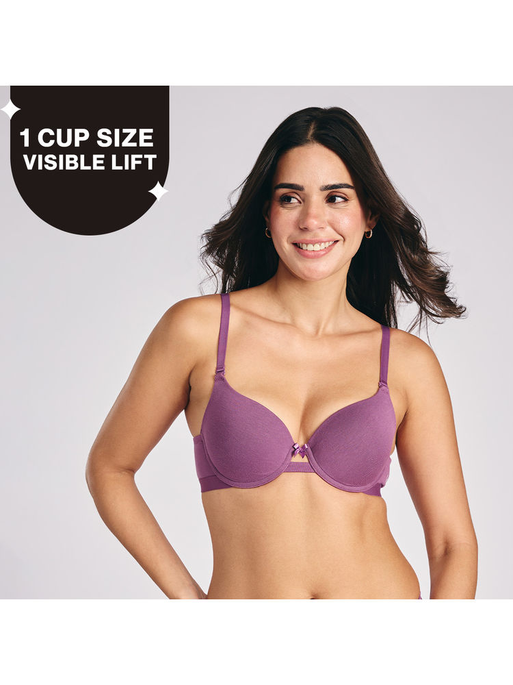 Nykd by Nykaa Multiway Breathe Cotton Wired Push Up Bra with Detachable Straps NYB366 Berry C-picture-20