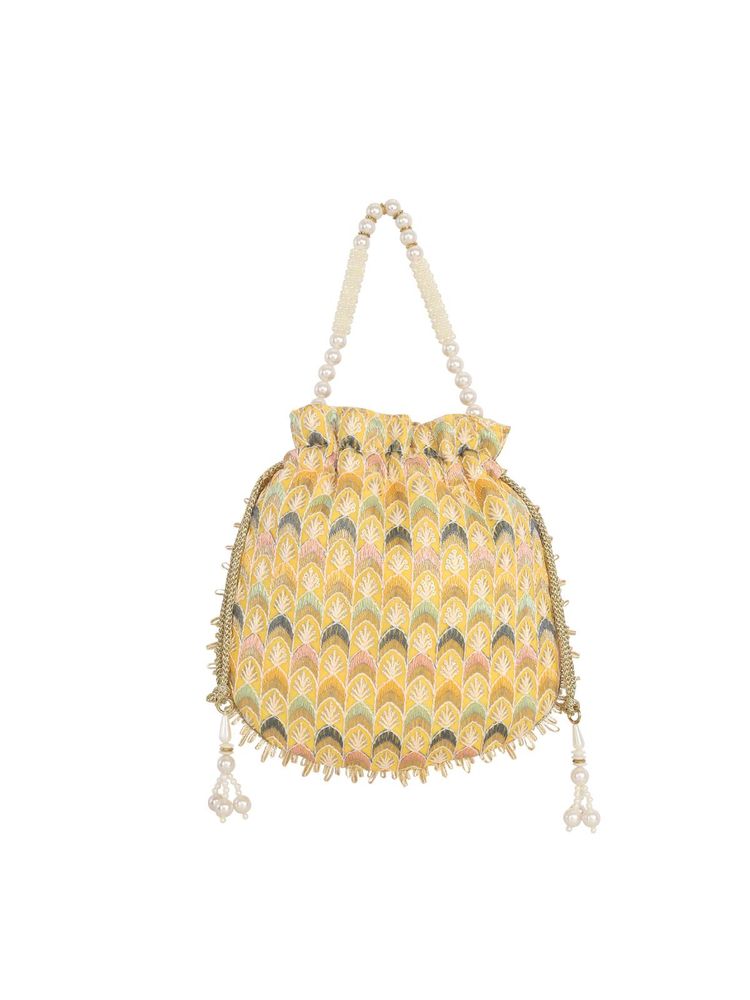 Lavie Noor Chevron Embriodered - Womens Potli (Yellow) (S)-picture-34