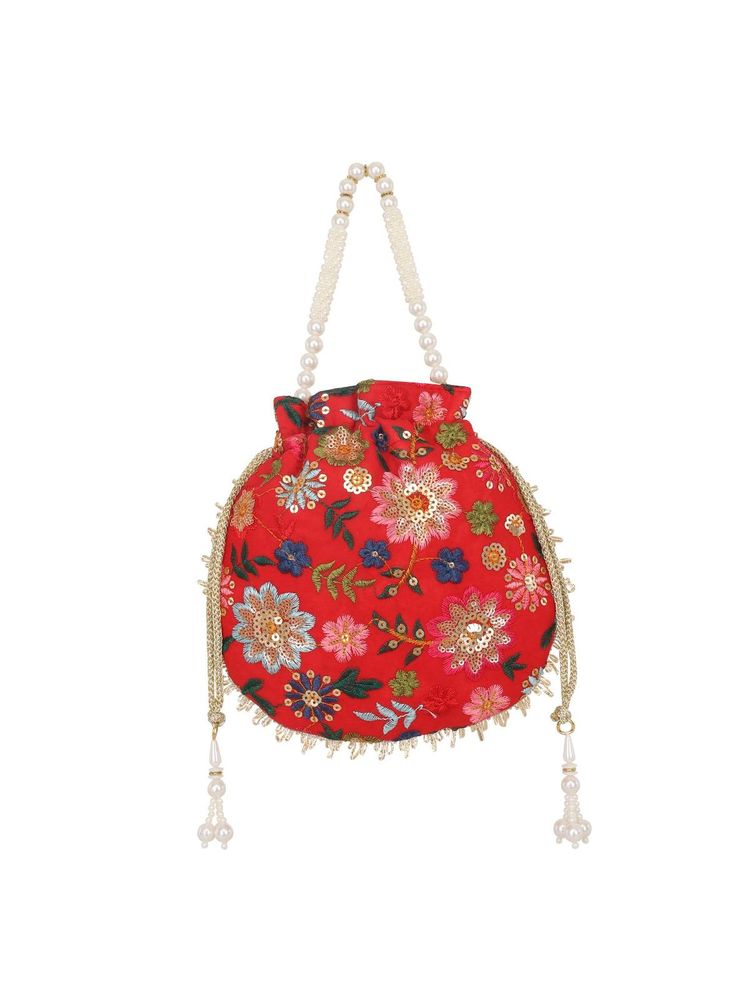 Lavie Jiya Floral Embriodered - Womens Potli (Red) (S)-image-47