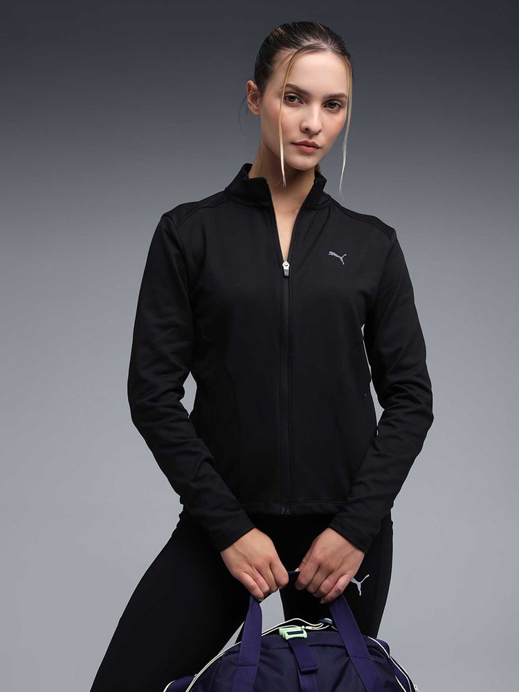 Puma Cloudspun Women Black Branded Training Jacket-image-1
