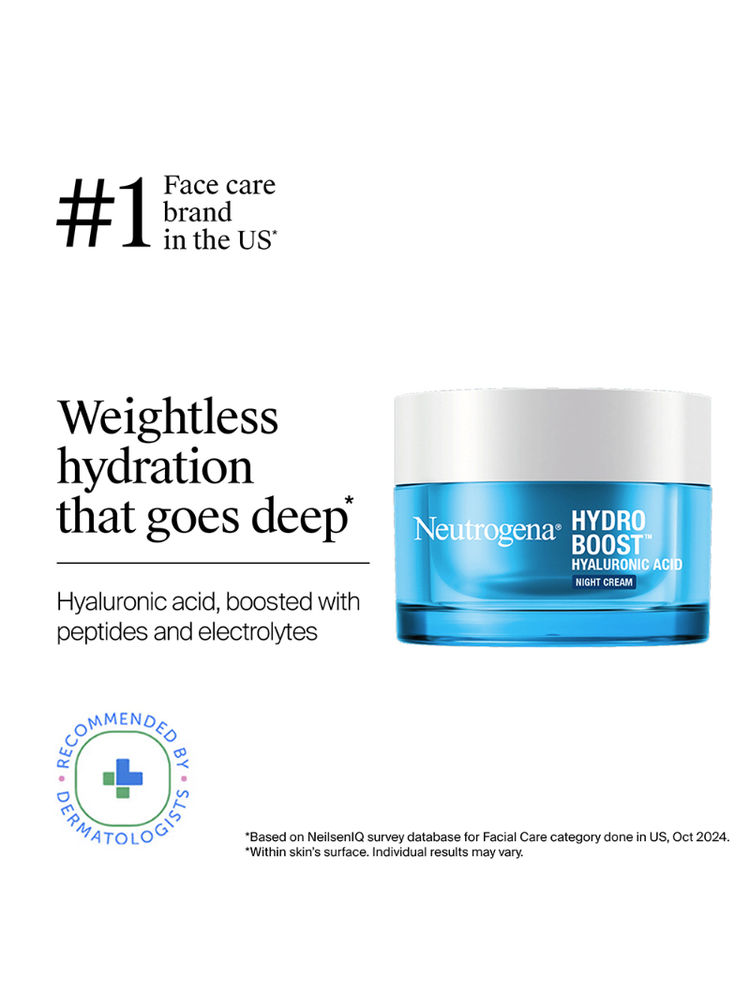 Neutrogena Hydro Boost Hyaluronic Acid Night Cream & Moisturizer with Peptide for Dry & Oily Skin