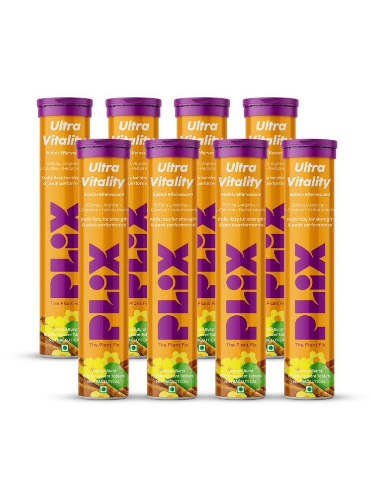 PLIX Ultra Vitality Effervescent for Stamina, Performance & Strength With L-Arginine, Ashwagandha, Safed Musli and Zinc For Men 15 Tablets, Pack of 8 (Orange Burst)-picture-15