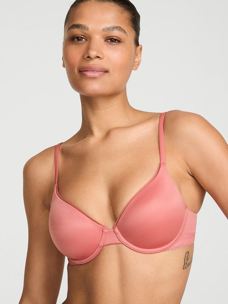 Victoria's Secret Body by Victoria Lace-Trim Lightly Lined Full-Coverage Pink Bra-image-0