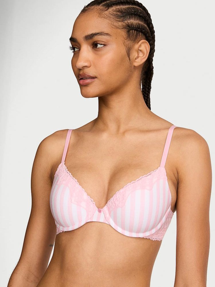 victoria's secret intimates Victoria's Secret The T-shirt Cotton Lace-Trim Lightly Lined Pink Bra-picture-23