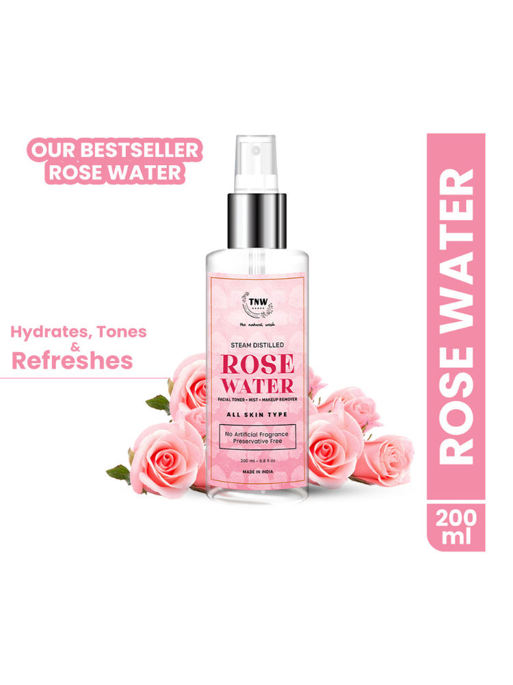 TNW The Natural Wash 100% Steam Distilled Rose Water Face Toner Spray Gulab Jal Hydration