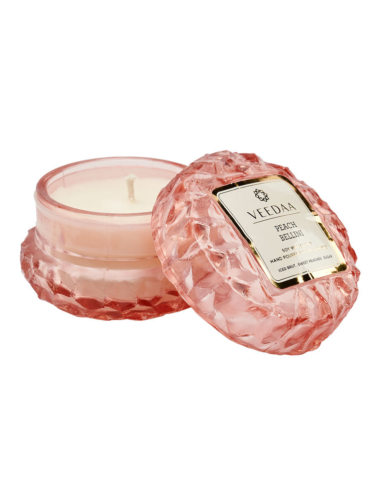 Veedaa Peach Bellini Crystal Glass Scented Candle