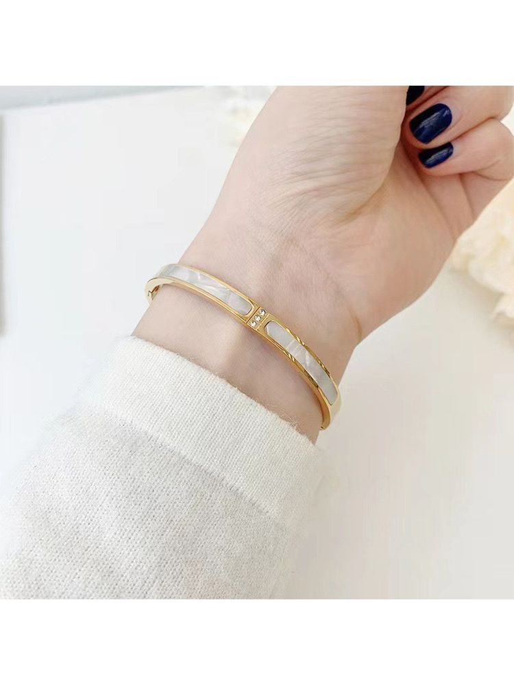 Designs & You Stainless Steel Gold Plated Mother Of Pearls Contemporary Bracelet-picture-26