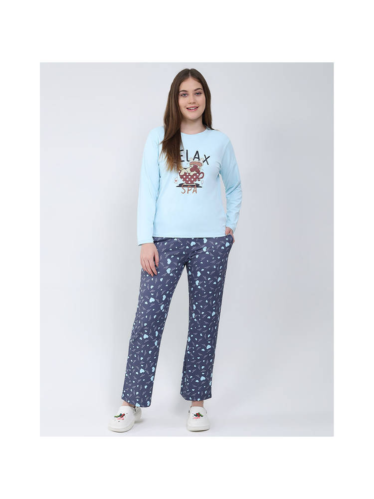 Monte Carlo Women's Blue Full Sleeve T-Shirt with Pajama-picture-11