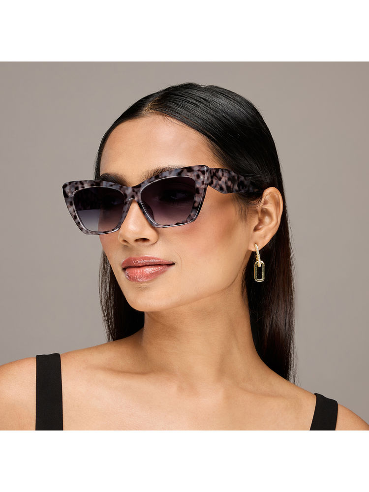 Pipa Bella by Nykaa Fashion Grey Oversized Animal Printed Cat Eye Sunglasses-image-34