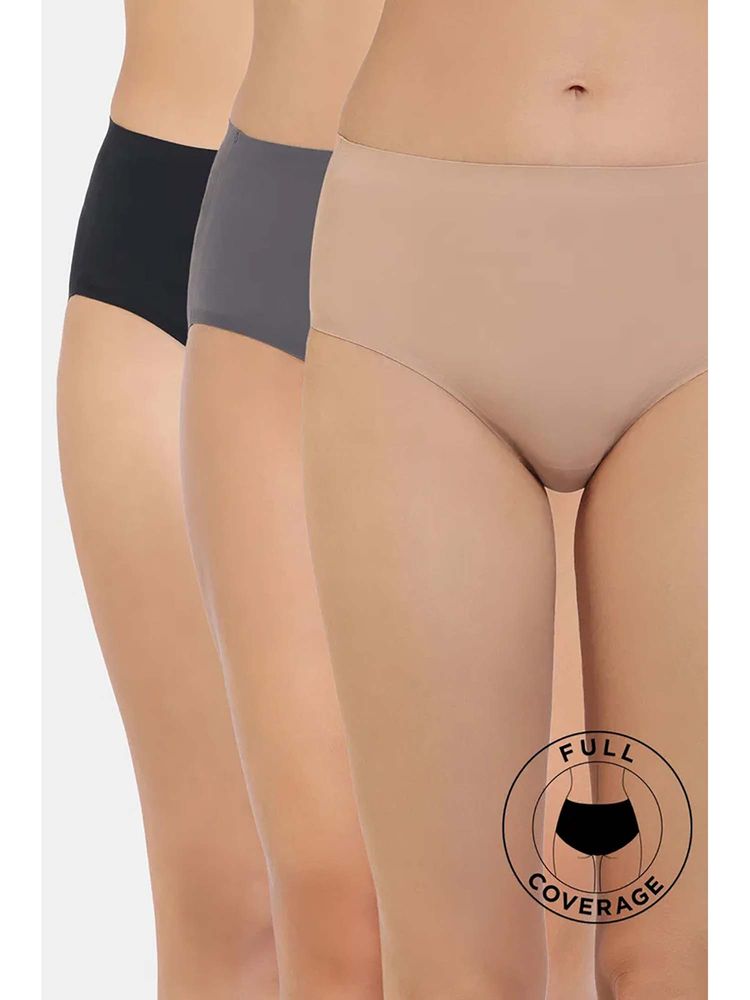 Zivame Medium Rise Full Coverage No Visible Panty Line Hipster - Multicolor (Pack of 3)-picture-16