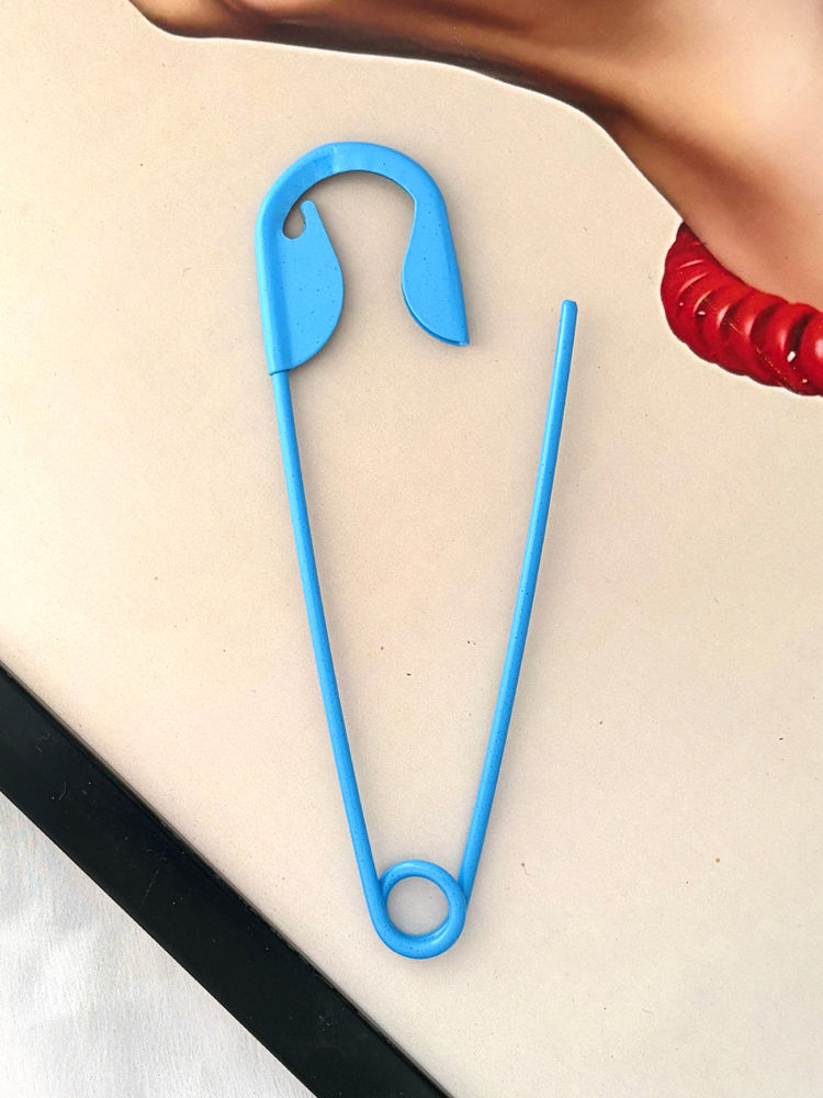 ISHKAARA Blue Oversized Safety Pin Hair Bun Stick for Women-image-26