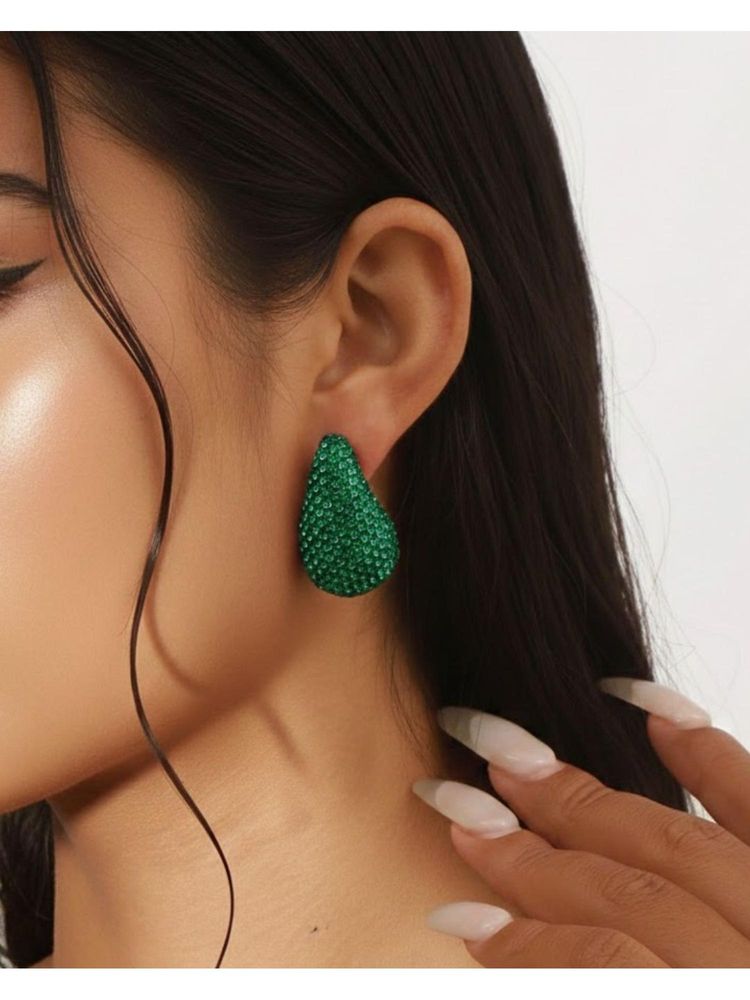 Shopsiiri Emerald Green Crystal Teardrop Earrings-image-6