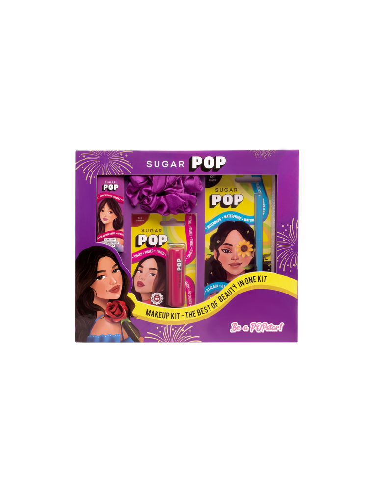 SUGAR POP Makeup Kit Includes Lipstick, Lipbalm, Kajal, Nail Lacquer & Scrunchie, 5 Count-image-3