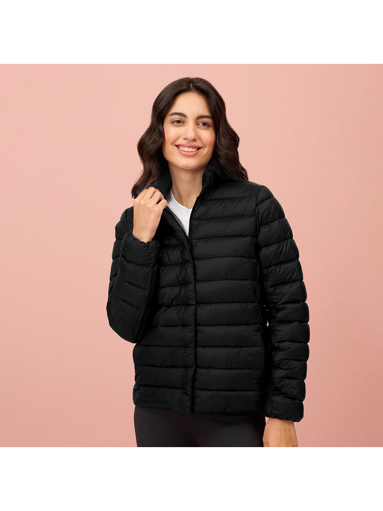 NYKD By Nykaa Ultra Light Weight Puffer Jacket with Inbuilt Bag (Set of 2)-NYAT405-Black-picture-12