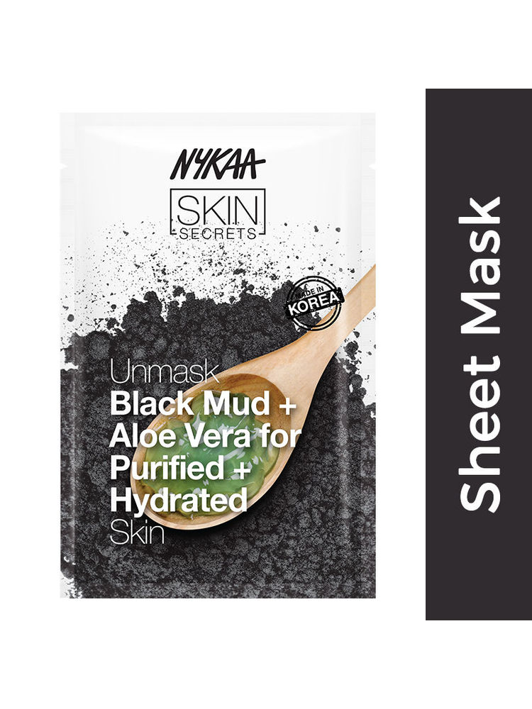 Nykaa Black Mud + Aloe Vera Sheet Mask For Purified Skin-Formulated In Korea - For All Skin Types